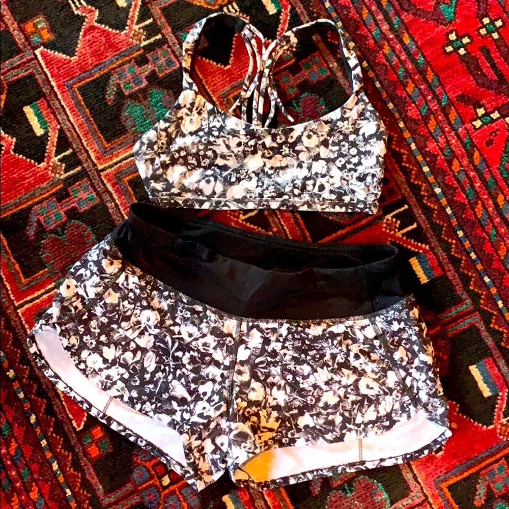 Lululemon matching shorts and sports bra